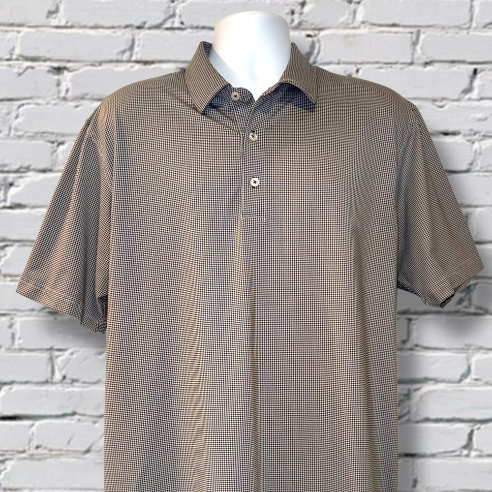 Dunning Golf Polo Men’s XL Gray Micro-Check Performance Stretch Short Sleeve